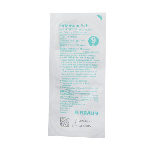UltraSite IV Extension Set Needle-Free Port Small Bore 9 Inch Tubing Without Filter Sterile, 474921, Pack of 1