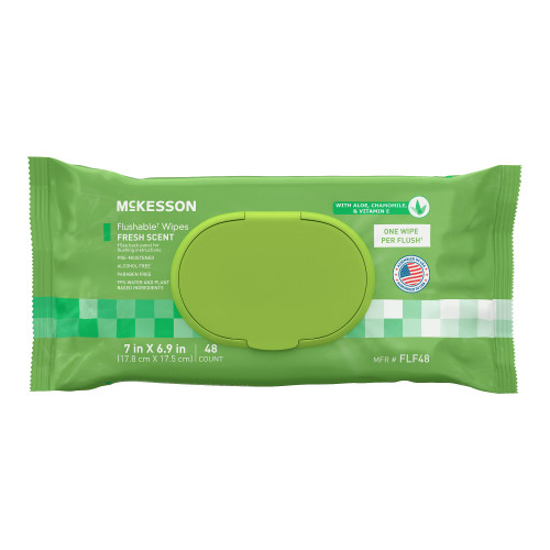McKesson Flushable Personal Wipe Soft Pack Scented 48 Count, FLF48, Pack of 48