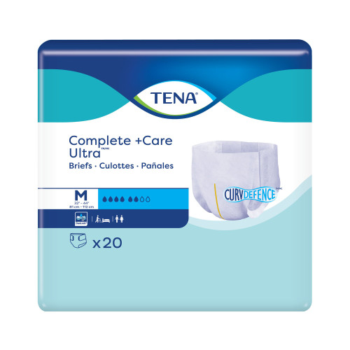 TENA Complete + Care Ultra Incontinence Brief Adult Medium Unisex Disposable Moderate Absorbency, 67450, Case of 80