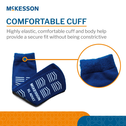 McKesson Slipper Socks Unisex Adult X-Large Single Tread Single Patient Use Royal Blue, 16-XL-3816, Case of 48