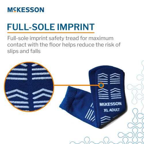 McKesson Slipper Socks Unisex Adult X-Large Single Tread Single Patient Use Royal Blue, 16-XL-3816, Case of 48