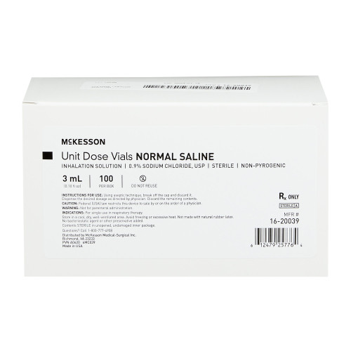 McKesson Sodium Chloride, Preservative Free 0.9% Solution 3 mL, 16-20039, Case of 1000