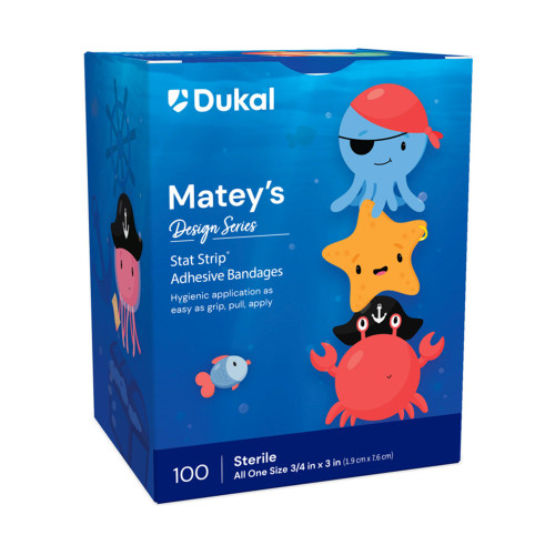 Stat Strip Adhesive Strip Plastic Kid Design (Matey's) 3/4 X 3 Inch Sterile, 16710, Box of 100