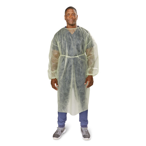 McKesson Protective Procedure Gown One Size Fits Most Yellow NonSterile Not Rated Disposable, 16-NFENWTCY8-OSFM, Bag of 10