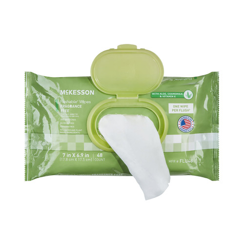McKesson Flushable Personal Wipe Soft Pack Unscented 48 Count, FLU48, Case of 576