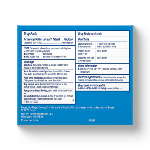 Claritin Allergy Relief 10 mg Strength Tablet 30 Per Box, 11523665508, Box of 30