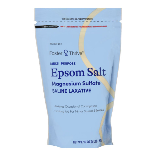 Foster & Thrive Epsom Salt Magnesium Sulfate USP Granules 1 lbs. Pouch, 70677121001, Pack of 1