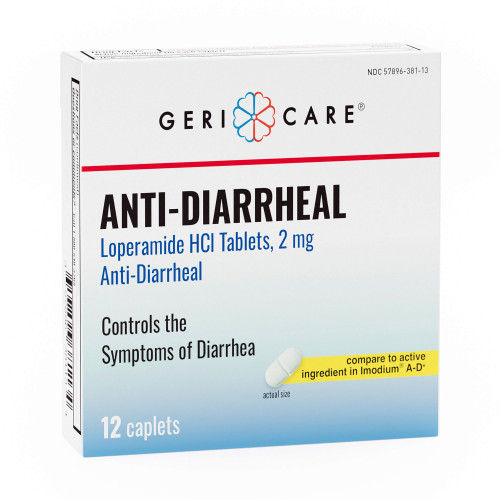 Geri-Care Anti-Diarrheal 2 mg Strength Caplet 12 per Box, 381-12B-GCP, Case of 24