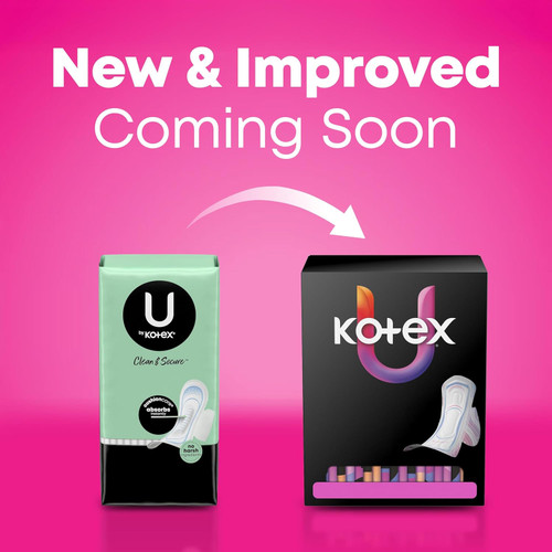 U by Kotex Feminine Pad Ultra Thin with Wings, Regular Absorbency, 58252, Case of 216 (Packaging May Vary))