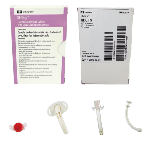 Shiley Adult Fenestrated Tracheostomy Tube, Cuffless (No balloon), with Disposable Inner Cannula, Size 8, Medtronic 8DCFN, Pack of 1 