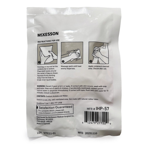 McKesson Instant Hot Pack General Purpose Small Sodium Acetate / Water Disposable, IHP-57, Pack of 1