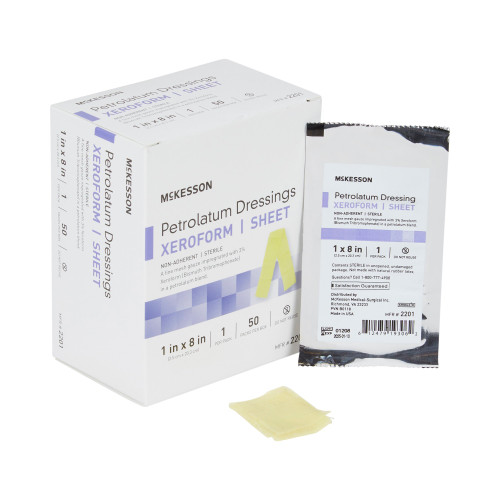 McKesson Xeroform Petrolatum Impregnated Dressing Strip 1 X 8 Inch Sterile, 2201, Case of 200