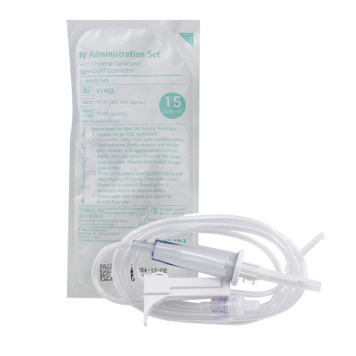 BBraun Primary IV Administration Set Gravity Without Ports 15 Drops / mL Drip Rate Without Filter 79 Inch Tubing Solution Without Flow Regulator, V1402, Pack of 1