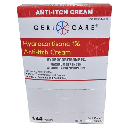 Geri-Care Itch Relief 1% Strength Cream 144 Per Box Individual Packet, S146-14-GCP, Case of 1728