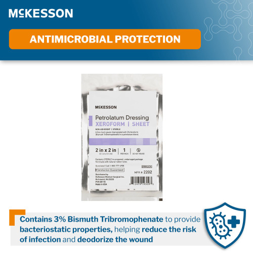 McKesson Xeroform Petrolatum Impregnated Dressing Square 2 X 2 Inch Sterile, 2202, Pack of 1