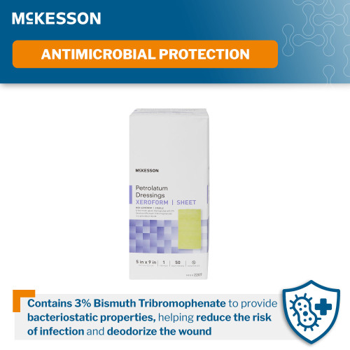 McKesson Xeroform Petrolatum Impregnated Dressing Rectangle 5 X 9 Inch Sterile, 2207, Box of 50