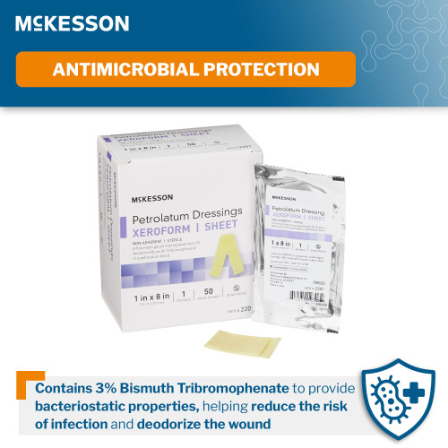 McKesson Xeroform Petrolatum Impregnated Dressing Strip 1 X 8 Inch Sterile, 2201, Pack of 1