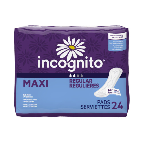 Incognito Feminine Pad Maxi Regular Absorbency, MC-201, Case of 288