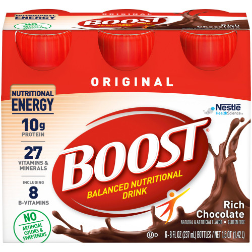 Boost Original Oral Supplement Rich Chocolate Flavor Liquid 8 oz. Bottle, 00041679675366, Pack of 6