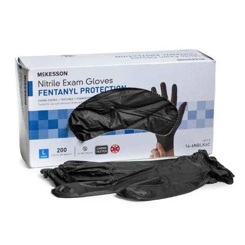 McKesson Confiderm Exam Gloves, L, Black, NonSterile, Chemo Tested & Fentanyl Tested, 14-6NBLK6C, Case of 2000