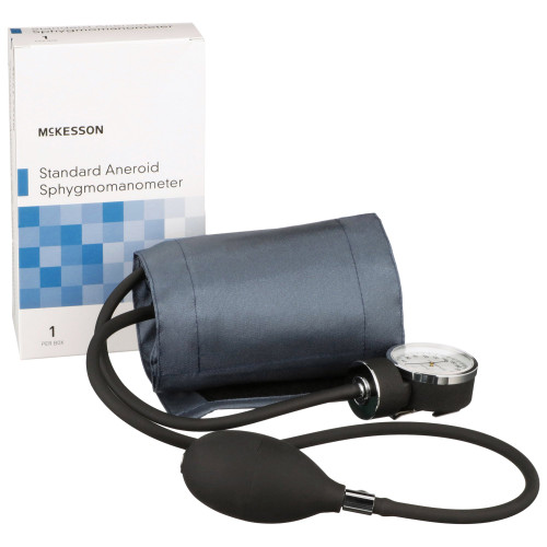 McKesson Aneroid Sphygmomanometer Unit, Adult Cuff 23 - 40 cm, Navy Blue, Box of 1