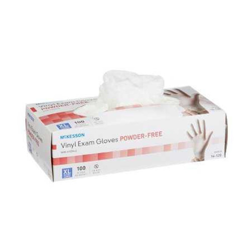 Exam Glove McKesson NonSterile Clear Powder Free Vinyl Ambidextrous Smooth Not Chemo Approved X-Large 14-120 Box/100 14-120 MCK BRAND 354441_BX
