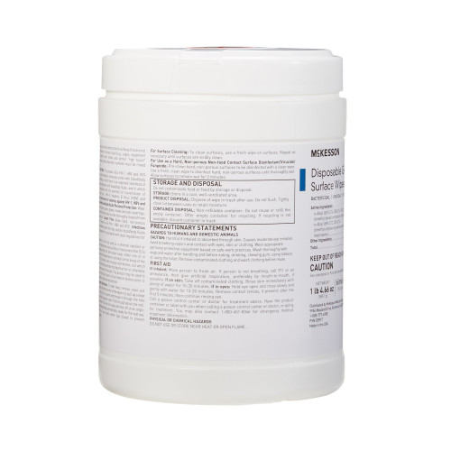 McKesson Surface Disinfectant Premoistened Manual Pull Wipe 160 Count Canister Alcohol Scent NonSterile, 50-66160, Box of 1