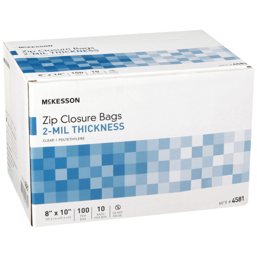 McKesson Reclosable Bag 8 X 10 Inch Polyethylene Clear Zipper Closure, 4581, Pack of 1