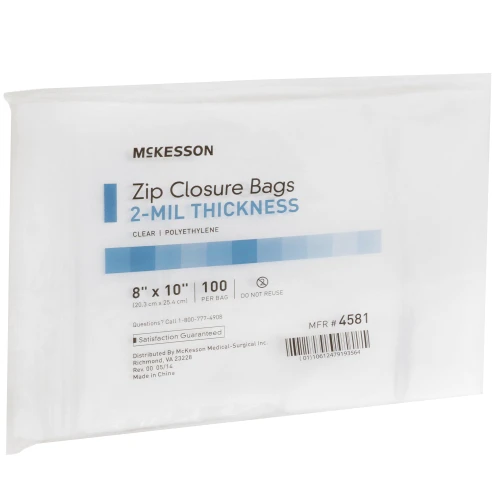 McKesson Reclosable Bag 8 X 10 Inch Polyethylene Clear Zipper Closure, 4581, Pack of 1