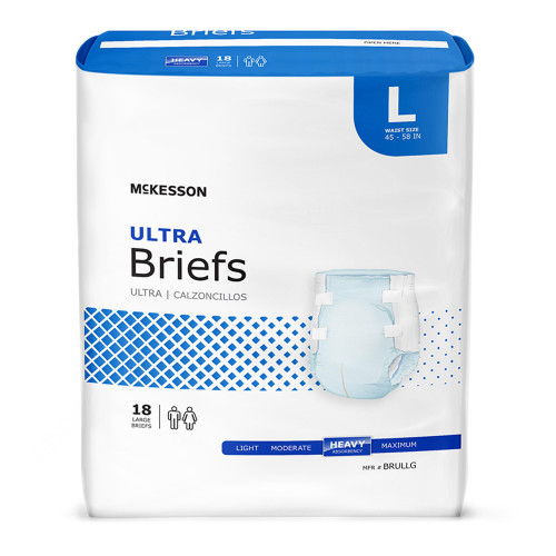 McKesson Ultra Incontinence Brief Adult Large Unisex Disposable Heavy Absorbency, BRULLG, Case of 4