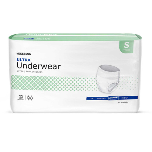 Adult Absorbent Underwear McKesson Ultra Pull On Small Disposable Heavy Absorbency UWBSM Case/4 UWBSM MCK BRAND 884175_CS