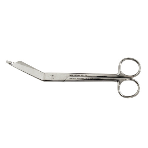 Bandage Scissors McKesson Lister 7-1/4 Inch Length Office Grade Stainless Steel NonSterile Finger Ring Handle Angled Blunt Tip / Blunt Tip 43-2-241 Pack of 1
