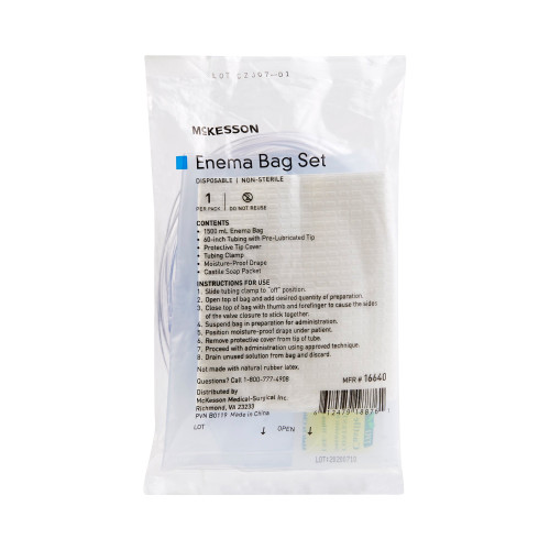 Enema Bag Set McKesson NonSterile 1500 mL 16640 Pack of 1