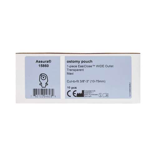 Colostomy Pouch Assura EasiClose WIDE Outlet One-Piece System 11-1/4 Inch Length 3/8 to 2-3/4 Inch Stoma Drainable Trim To Fit 15860 Box/10 15860 COLOPLAST INCORPORATED 505999_BX