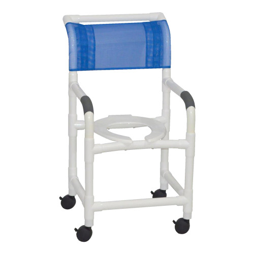 Shower Chair MJM International Fixed Arms PVC Frame Mesh Backrest with Pushbar 18 Inch Internal Seat Width / 22 Inch External Seat Width 300 lbs. Weight Capacity 118-3 Pack of 1