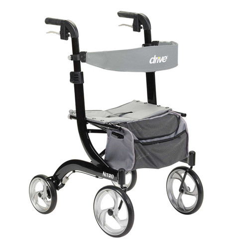 4 Wheel Rollator Nitro Black Adjustable Height Aluminum RTL10266BK Each/1 - 66063809 RTL10266BK DRIVE MEDICAL DESIGN & MFG 876606_EA