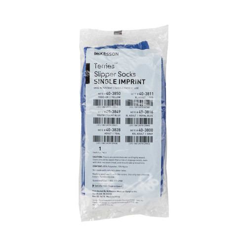 Slipper Socks McKesson Terries Adult X-Large Royal Blue Above the Ankle 40-3816 Case/48 40-3816 MCK BRAND 334875_CS