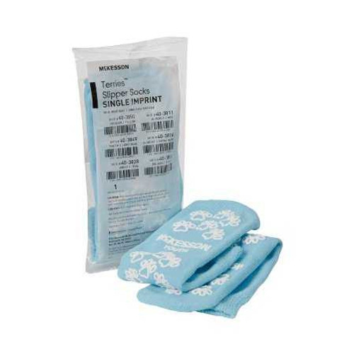 Slipper Socks McKesson Terries Youth Light Blue Above the Ankle 40-3849 Pair/2 40-3849 MCK BRAND 334873_PR
