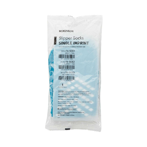 Slipper Socks McKesson Adult Teal Above the Ankle 16-SCE1 Case/48 16-SCE1 MCK BRAND 1038459_CS