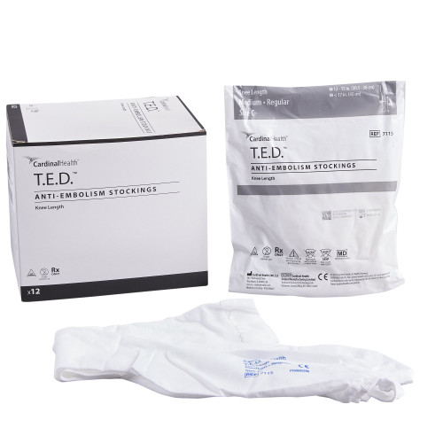 Anti-embolism Stocking T.E.D. Knee High Medium / Regular White Inspection Toe 7115- Carton of 12