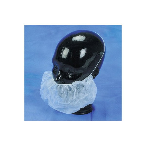 Beard Cover, One Size, White, Elastic Closure, 12077 Pack of 10