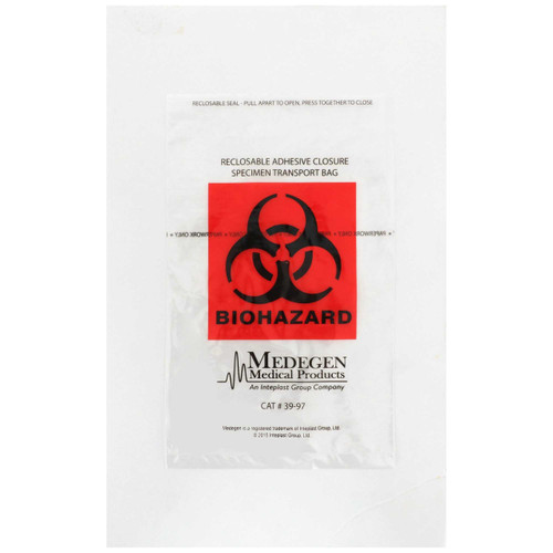 Specimen Transport Bag with Document Pouch McKesson 6 X 9 Inch Polyethylene Biohazard Symbol Adhesive Closure NonSterile 03-3997 Case/1000 35433 MCK BRAND 763805_CS