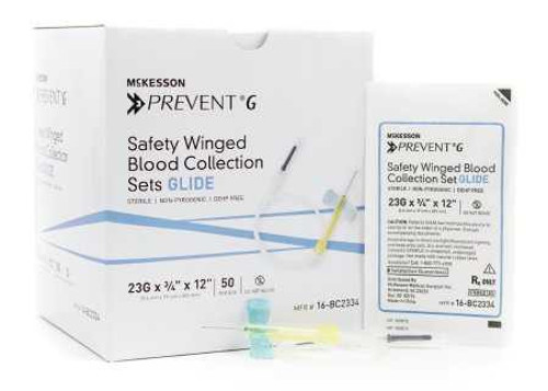 McKesson PREVENT G Blood Collection Set 23 Gauge 3/4 Inch Needle Length Safety Needle 12 Inch Tubing Sterile 16-BC2334 Case/200 16-BC2334 MCK BRAND 1013024_CS