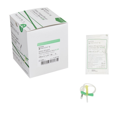 McKesson Prevent G Safety Blood Collection Set, 21 G x 0.75", Sliding Safety Shield, Green, 16-BC2134, Case of 200