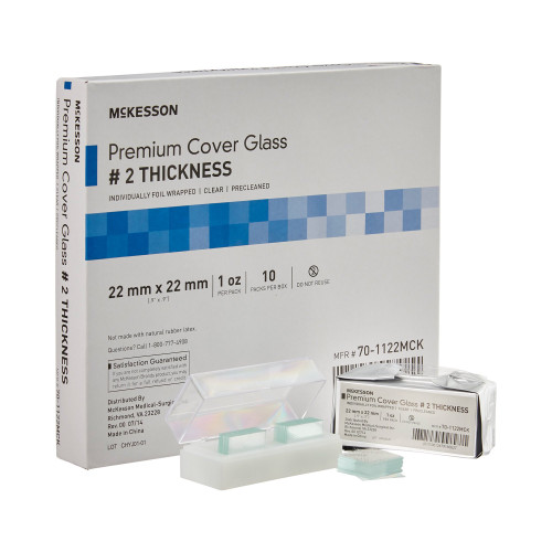Cover Glass McKesson Square No. 2 Thickness 22 x 22 mm 70-1122MCK Box of 10