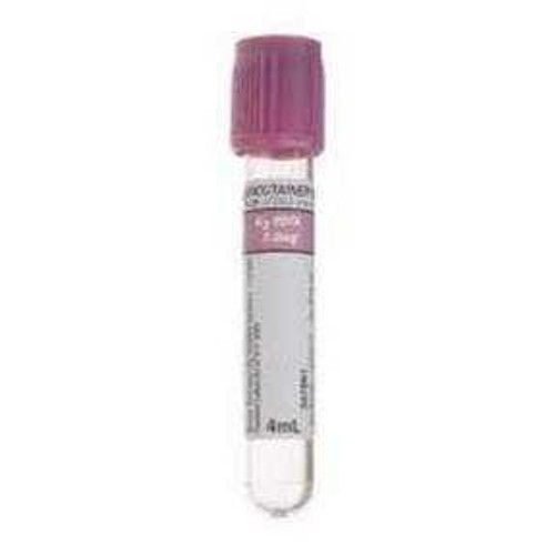 BD Vacutainer Venous Blood Collection Tube Whole Blood K2 EDTA 13 X 75 mm 4 mL Lavender BD Hemogard Closure Plastic Tube 367861 Case/1000 367861 BECTON-DICKINSON 1008505_CS