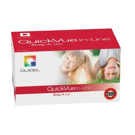 Rapid Diagnostic Test Kit QuickVue In-Line Strep A Strep A Test Throat / Tonsil Saliva Sample CLIA Waived 25 Tests 00343 Box/25 343 QUIDEL CORPORATION 466961_KT