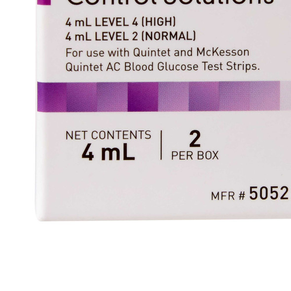 Glucose Control Solution Consult Blood Glucose Testing 2 4 mL Vials Normal / High 5052 Box/1 5052 MCK BRAND 854634_BX