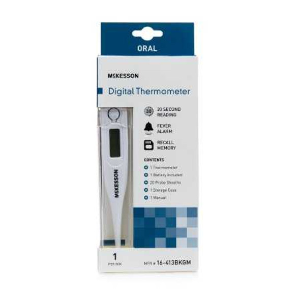 Digital Oral Thermometer McKesson Standard Probe Hand-Held 01-413BKGM Box/12 01-413BKGM MCK BRAND 491094_BX