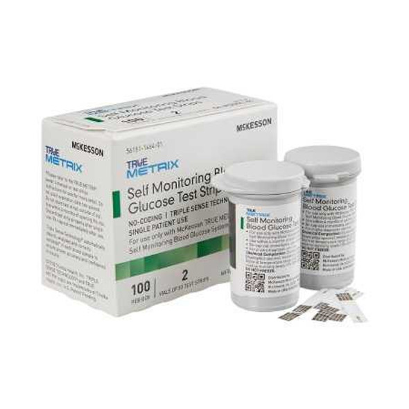 Blood Glucose Test Strips McKesson TRUE METRIX 100 Test Strips per Box 06-R3051-41 Case/1200 06-R3051-41 MCK BRAND 960299_CS